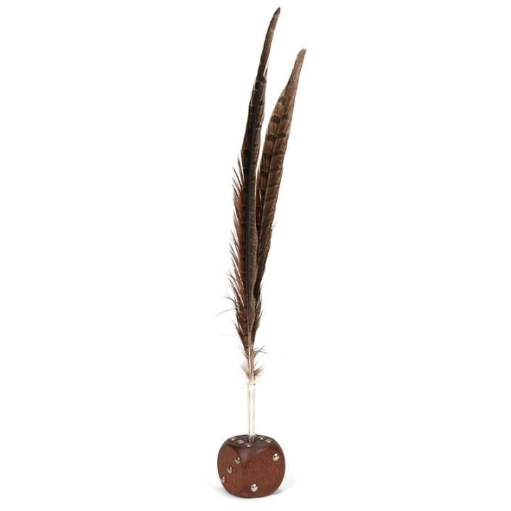 Teak vintage Danish dice as a pen holder