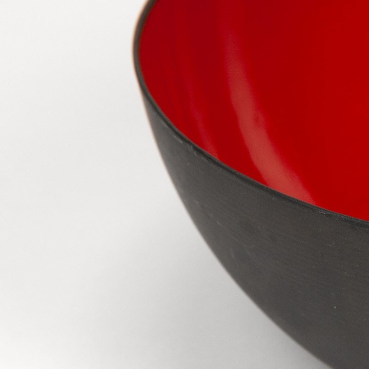 Scandinavische vintage emaille zwart rode schaal