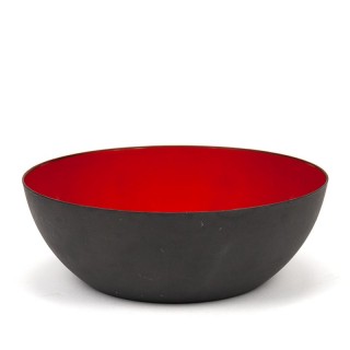 Scandinavian vintage enamel black red bowl