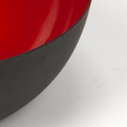 Scandinavian vintage enamel black red bowl