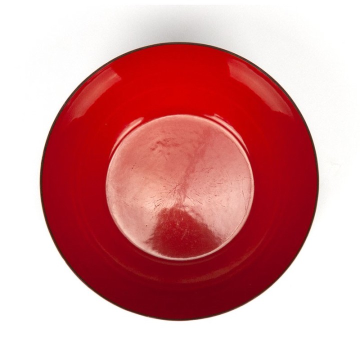 Scandinavische vintage emaille zwart rode schaal