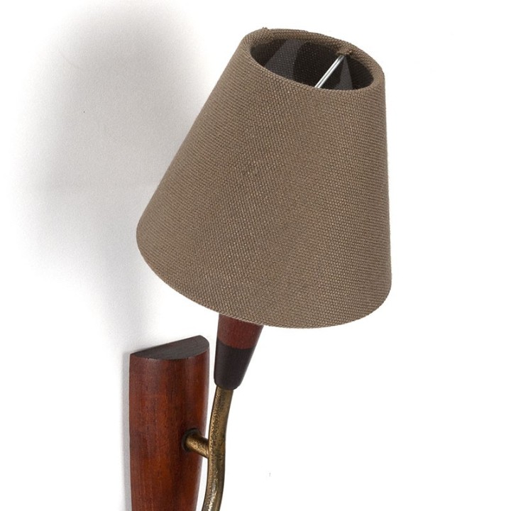 Teak Danish vintage wall lamp with clamp cap