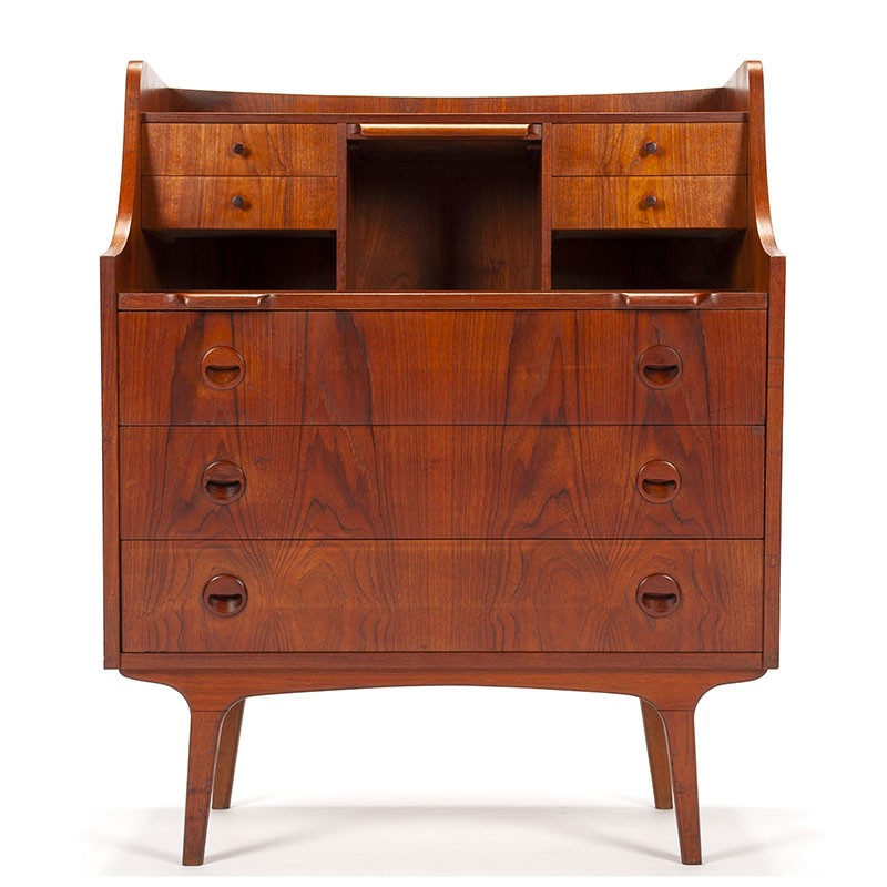 Deens vintage secretaire meubel in teak jaren vijftig