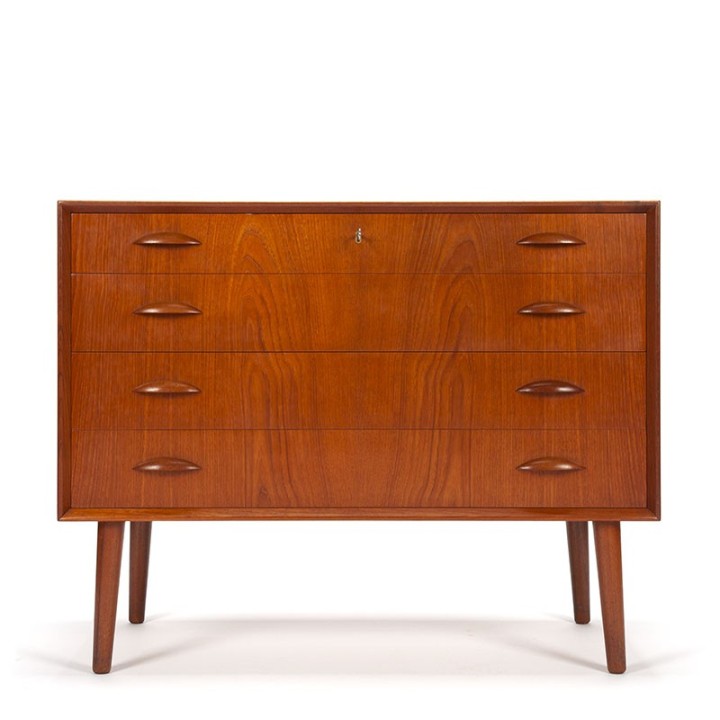 Danish vintage teak chest of drawers design Johannes Sorth