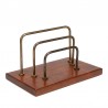 Danish teak vintage letter holder with brass brackets