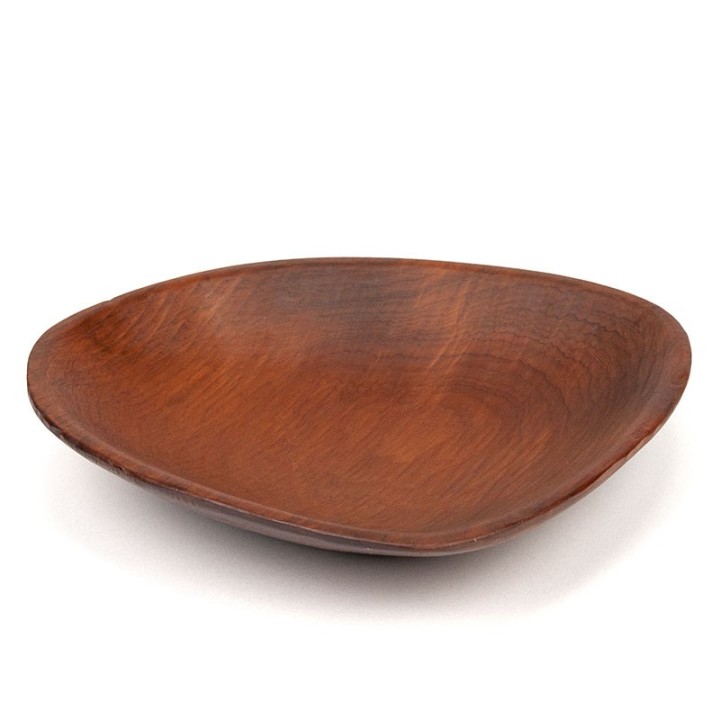 Organically designed vintage teak serving dish