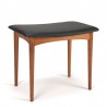 Oak Danish vintage stool with black artificial leather