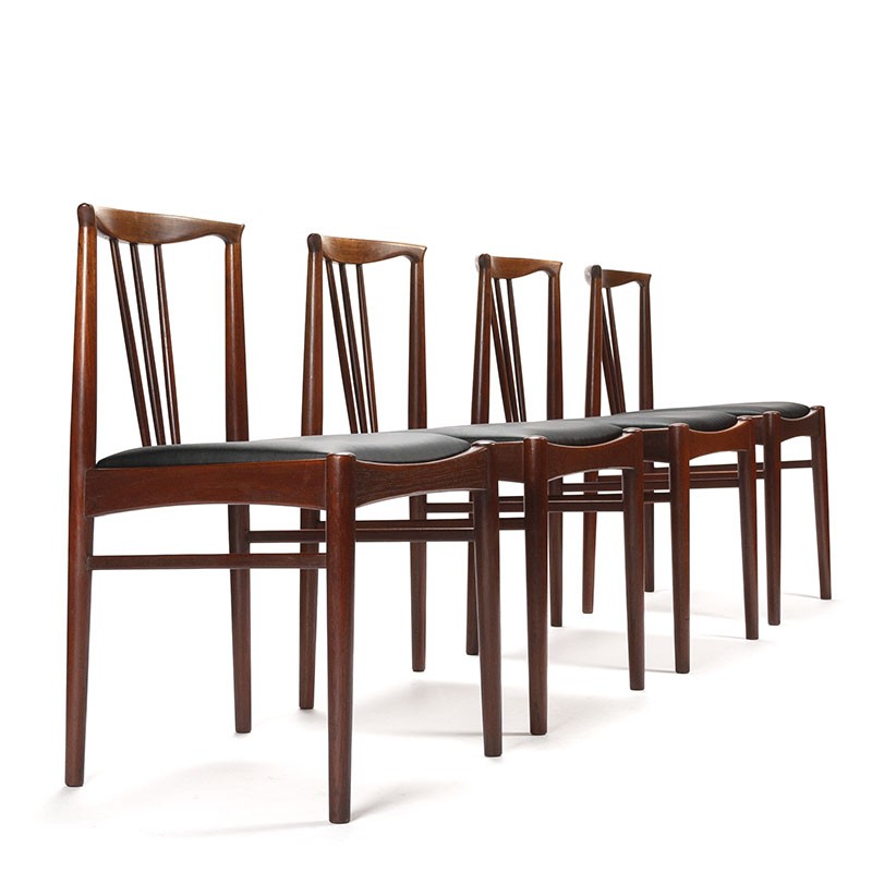 Set of 4 luxurious Danish vintage dining table chairs in teak