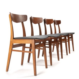 Teakhouten set van 4 Deense Findahls eettafel stoelen