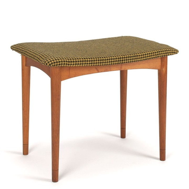 Oak Danish vintage stool with fabric cover