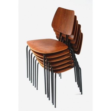 Set van 6 plywood stoelen