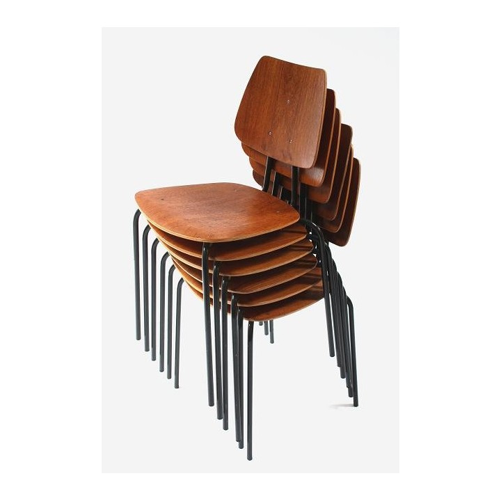 Set van 6 plywood stoelen - Retro Studio