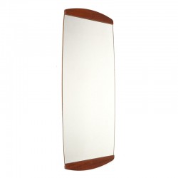 Vintage mirror oval with teak from the sixties