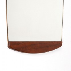 Vintage mirror oval with teak from the sixties