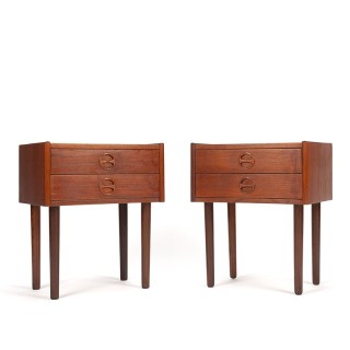 Set Mid-Century Danish vintage bedside tables in teak