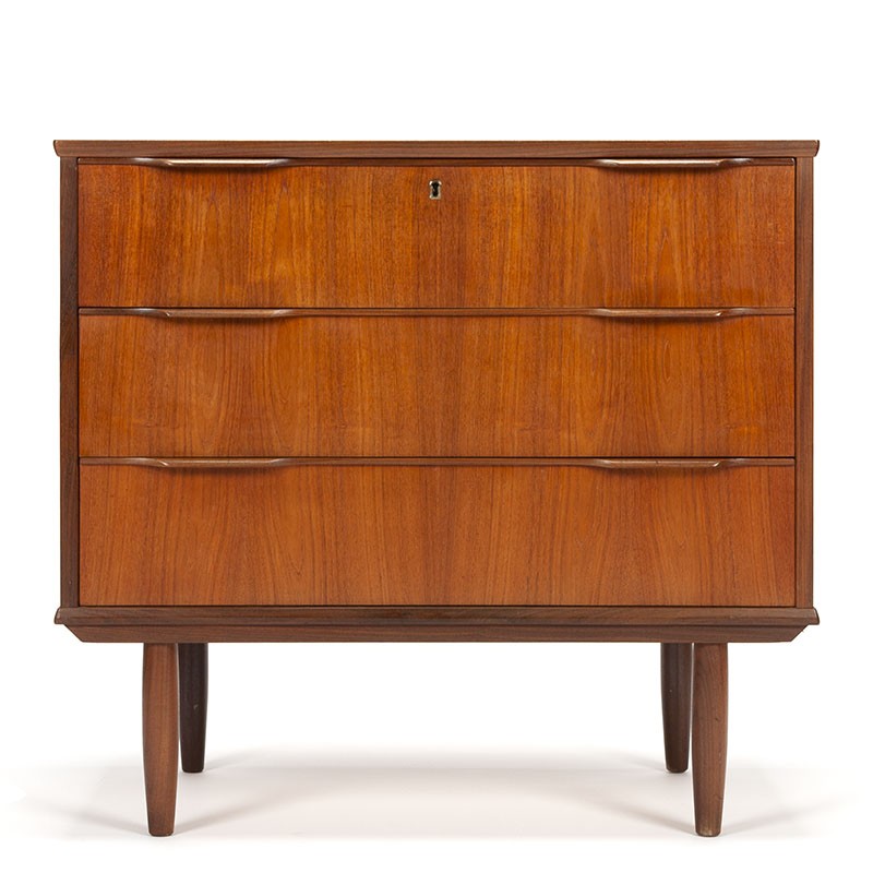 Chest of drawers vintage Danish model in teak with 3 drawers