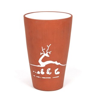 Aardewerk jaren zestig vaasje met afbeelding van een hert