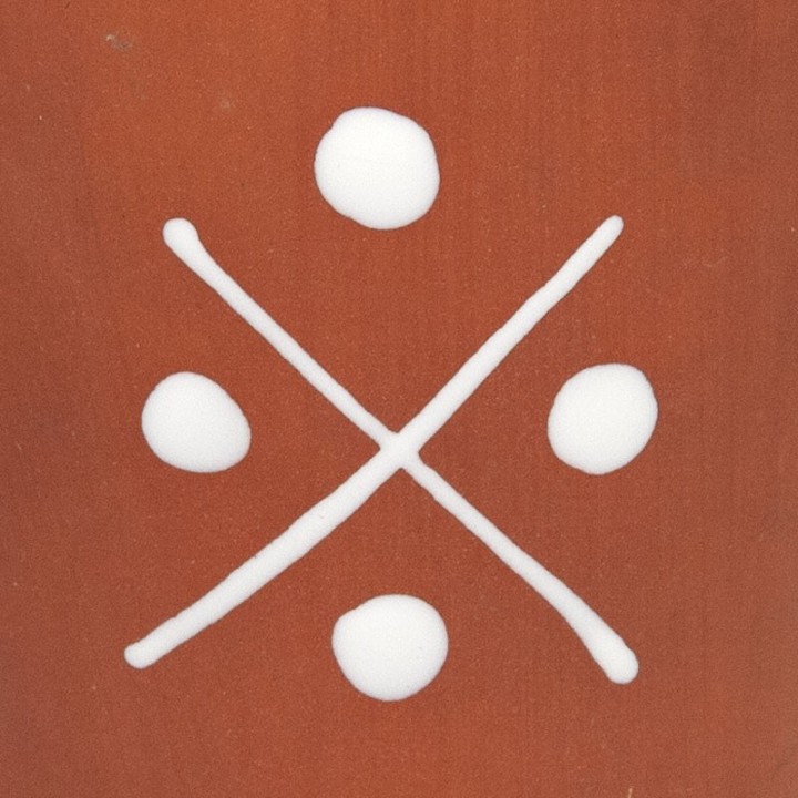 Aardewerk jaren zestig vaasje met afbeelding van een hert