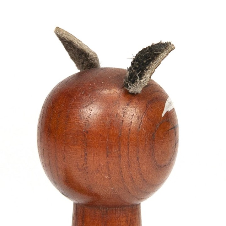 Teakhouten Deense vintage kledingborstel als kat