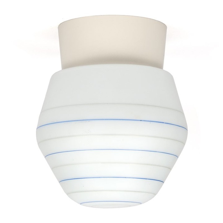 Melkglazen vintage jaren 50/60 plafondlamp met streep