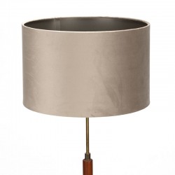 Vintage Deense teakhouten vloerlamp met grijze velours kap
