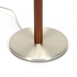Vintage Deense teakhouten vloerlamp met grijze velours kap