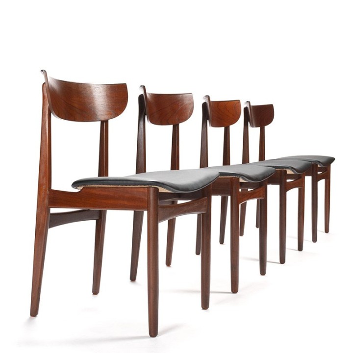 Mid-Century Modern Danish vintage set of 4 dining table chairs