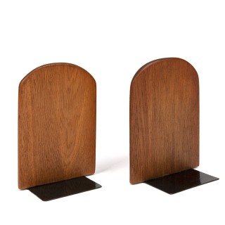Set of 2 vintage bookends in oiled oak