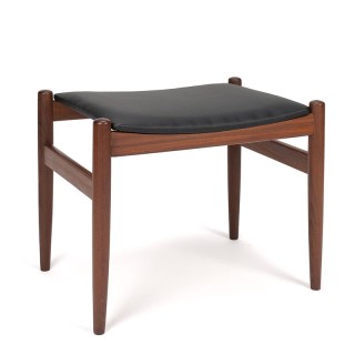 Teakhouten Deense vintage ottoman/ poef