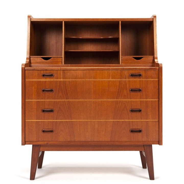 Deense teakhouten vintage secretaire en kaptafel ineen
