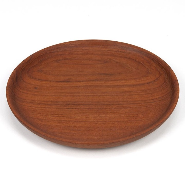 Rond laag model vintage schaaltje van teak