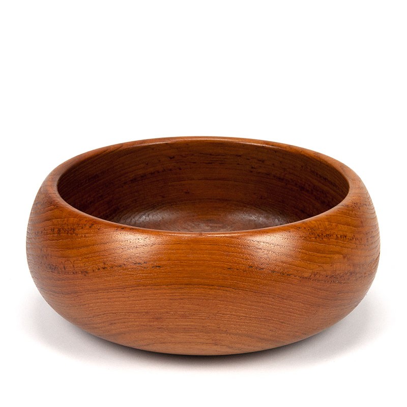 Round vintage Danish teak bowl