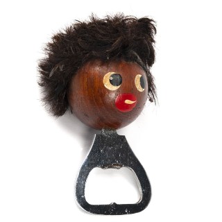 Scandinavian vintage bottle cap opener as a head