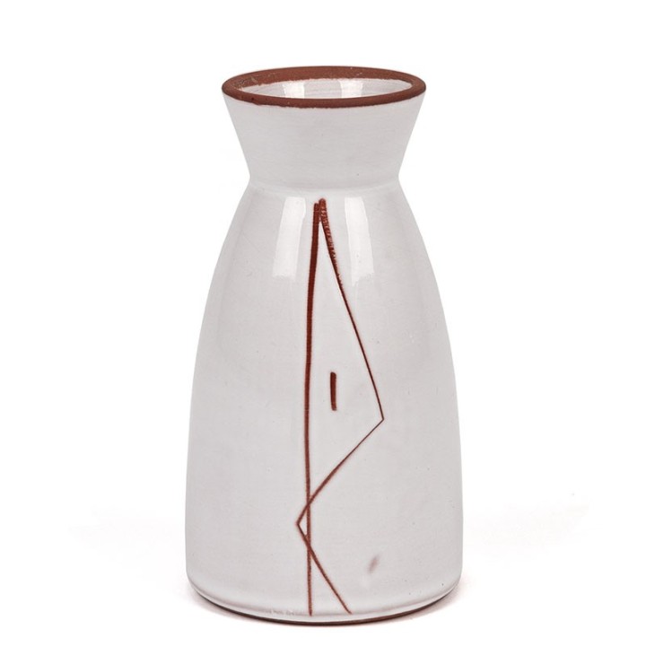 Aardewerken vintage vaasje met abstracte decoratie