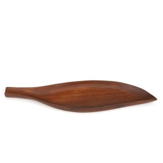 Teak vintage leaf-shaped serving dish