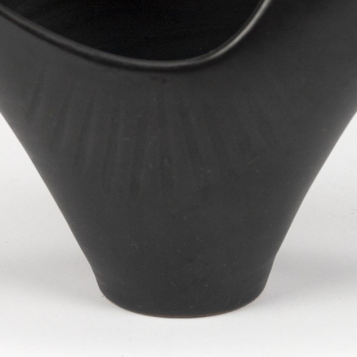 Danish vintage ceramic vase/basket with wicker handle