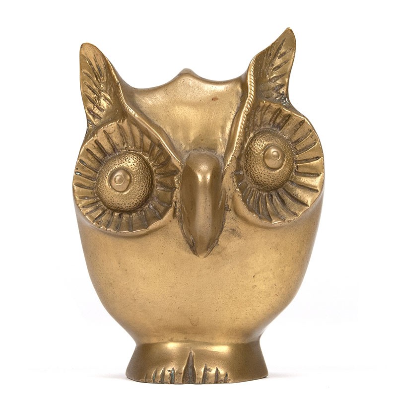Large model brass vintage figurine of an owl