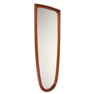 Grote organische vintage teakhouten Deense spiegel