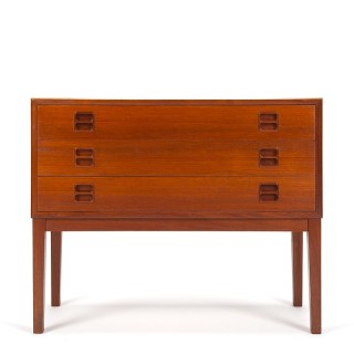 Teakhouten Deense kleine vintage ladekast ontwerp Erik Brouer