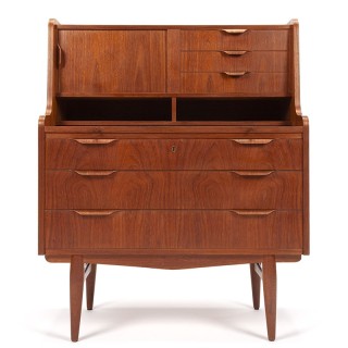 Deense vintage Mid-Century design secretaire met plywood details