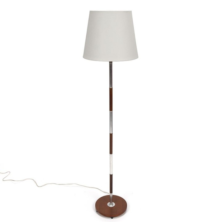 Mid-Century Danish vintage floor lamp in teak and aluminum