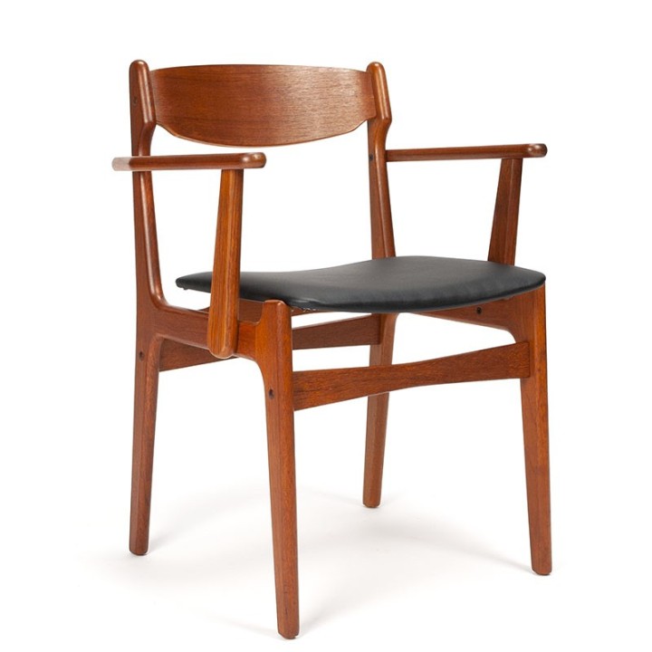 Teakhouten Deense vintage eettafel of bureaustoel met armleuning