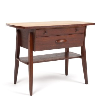 Danish teak vintage side table / sewing kit cabinet