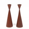 Set of 2 teak Danish candlesticks