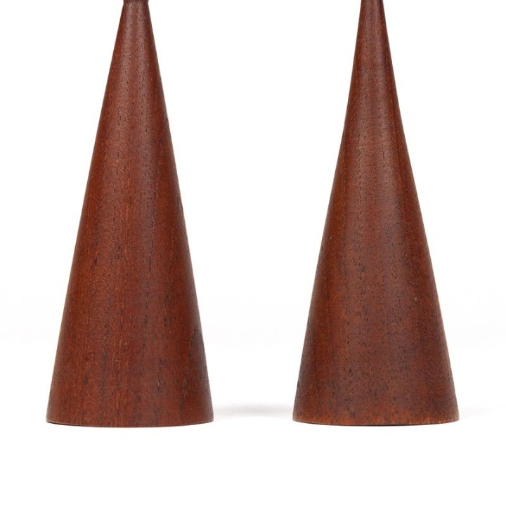 Set of 2 teak Danish candlesticks