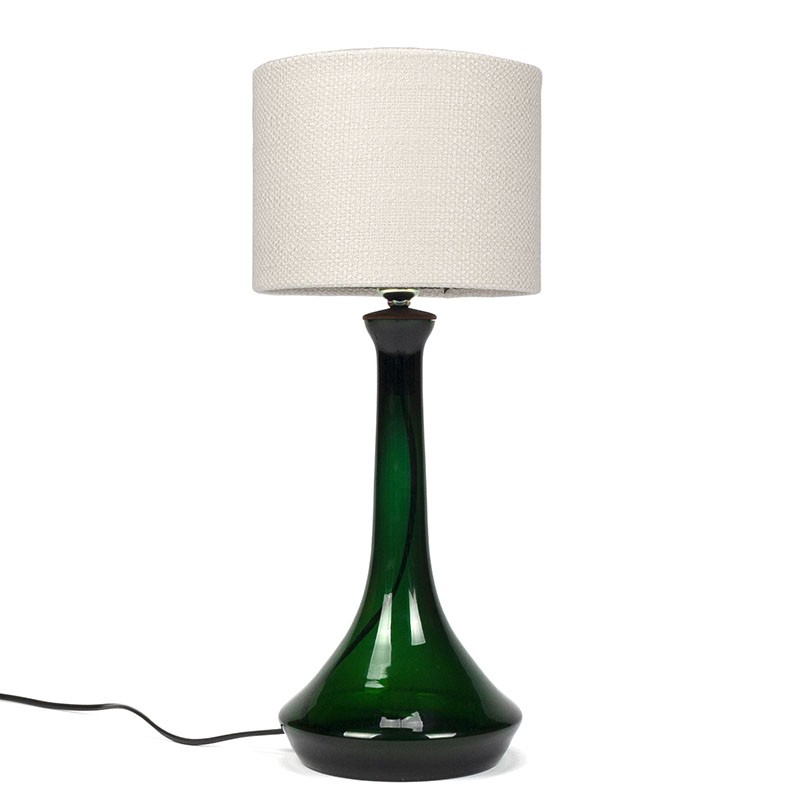 Deense vintage design tafellamp met groen glazen voet