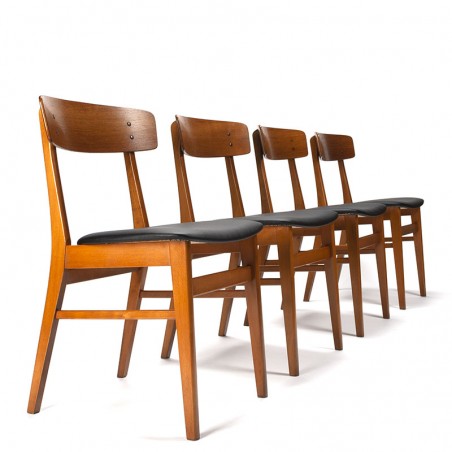 Deense set van 4 Mid-Century design Farstrup eettafel stoelen