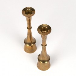 Hyslop Danish set of 2 vintage brass candlesticks