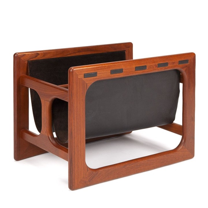 Salin Møbler vintage Deens krantenrek in teak en leer