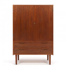 Danish teak vintage wall cabinet with drawers and doors